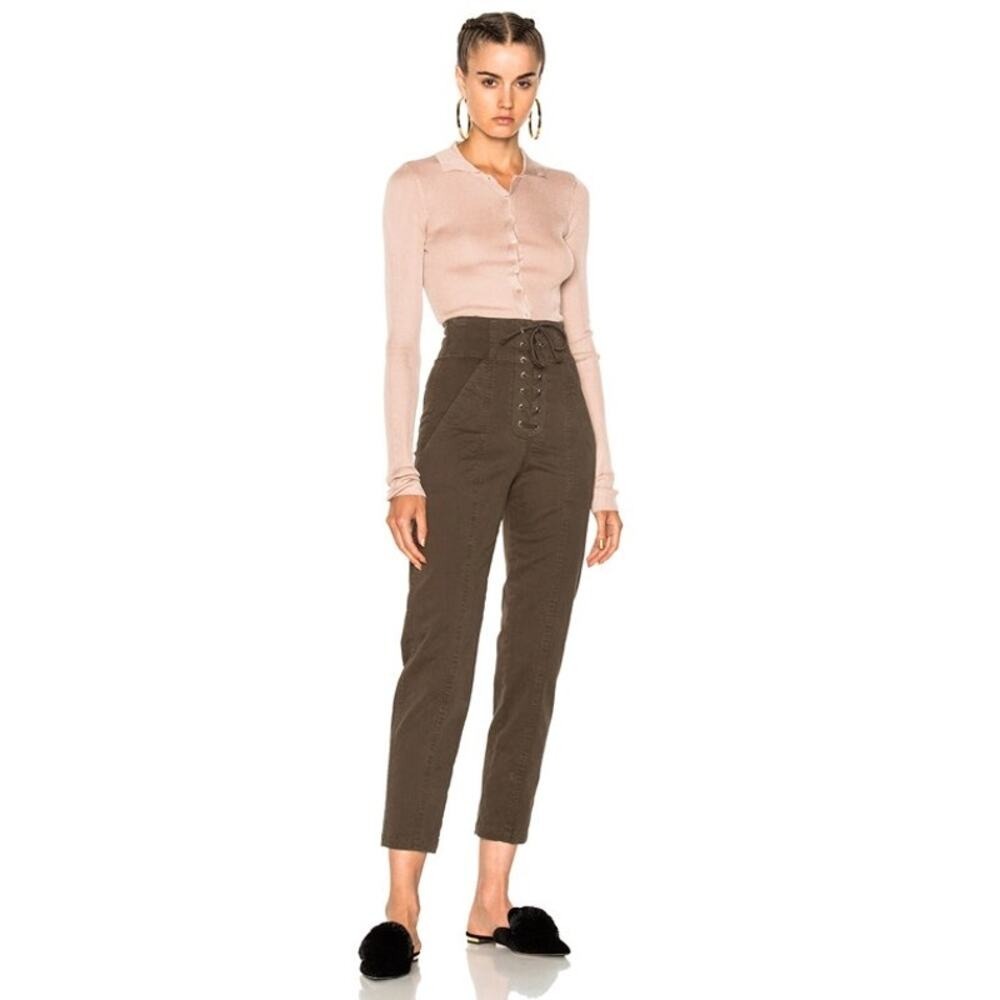A.L.C Kyle High-rise Lace-Up Cropped Pants 0
